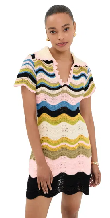 La DoubleJ Chevron Mini Dress ulticolor White/Green/Pink | Thumbnail 1 La DoubleJ Chevron Mini Dress ulticolor White/Green/Pink | Thumbnail 1