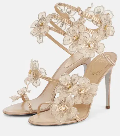 René Caovilla Peach Flower floral-appliqué satin sandals | Thumbnail 2 René Caovilla Peach Flower floral-appliqué satin sandals | Thumbnail 2