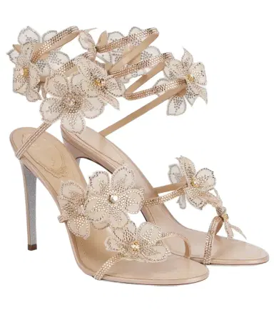 René Caovilla Peach Flower floral-appliqué satin sandals | Thumbnail 1 René Caovilla Peach Flower floral-appliqué satin sandals | Thumbnail 1