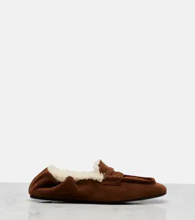 Miu Miu Ruches shearling-lined suede penny loafers | Thumbnail 3 Miu Miu Ruches shearling-lined suede penny loafers | Thumbnail 3