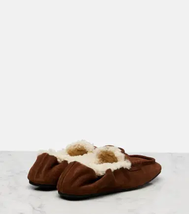 Miu Miu Ruches shearling-lined suede penny loafers | Thumbnail 4 Miu Miu Ruches shearling-lined suede penny loafers | Thumbnail 4