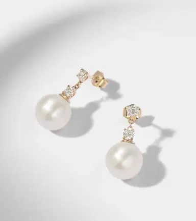 Stone and Strand Essential 14kt gold drop earrings with pearls and diamonds | Thumbnail 5