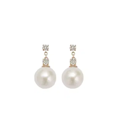 Stone and Strand Essential 14kt gold drop earrings with pearls and diamonds | Thumbnail 1