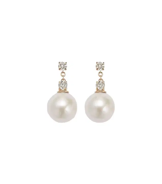 Stone and Strand Essential 14kt gold drop earrings with pearls and diamonds