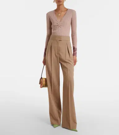 Valentino Pinstripe pleated wool wide-leg pants | Thumbnail 2 Valentino Pinstripe pleated wool wide-leg pants | Thumbnail 2