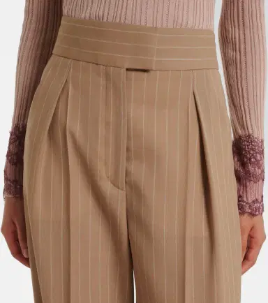 Valentino Pinstripe pleated wool wide-leg pants | Thumbnail 4 Valentino Pinstripe pleated wool wide-leg pants | Thumbnail 4