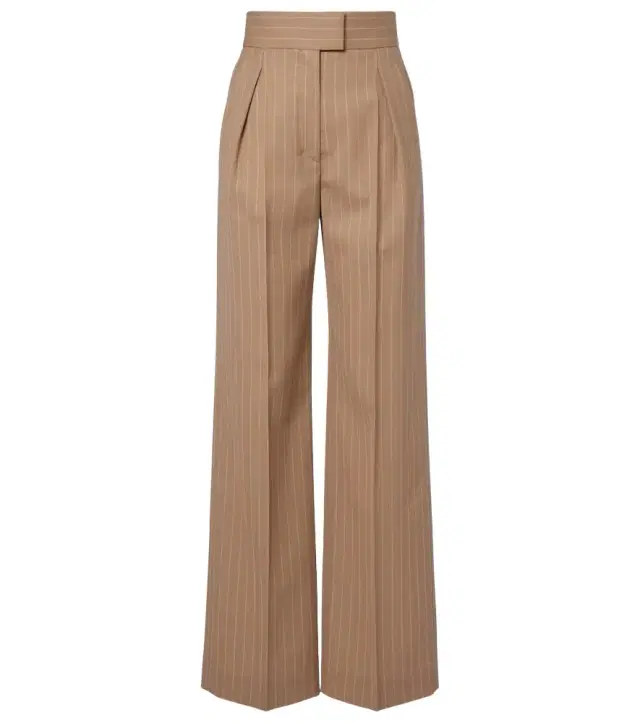 Pinstripe pleated wool wide-leg pants