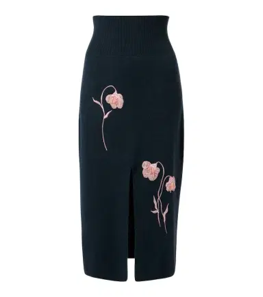 Erdem Floral-appliqué knitted midi skirt | Thumbnail 1 Erdem Floral-appliqué knitted midi skirt | Thumbnail 1