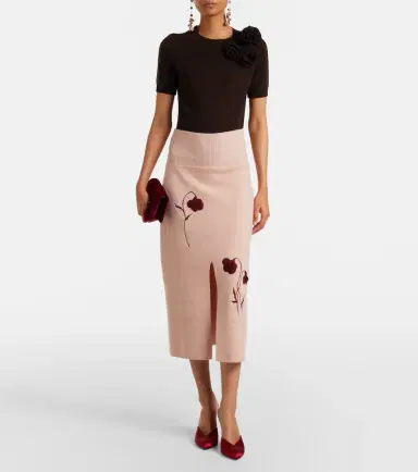 Erdem Floral-appliqué knitted midi skirt | Thumbnail 6