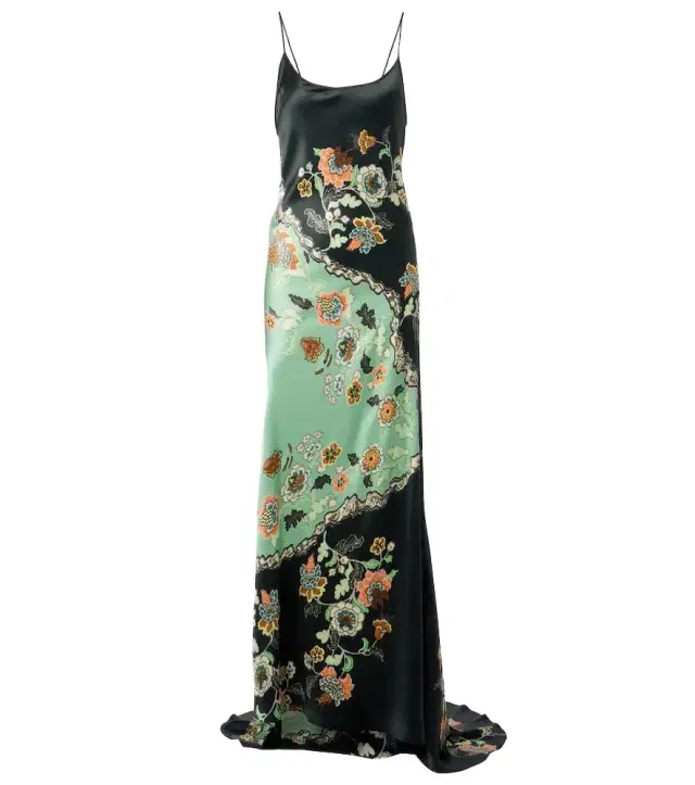 Floral silk satin slip dress