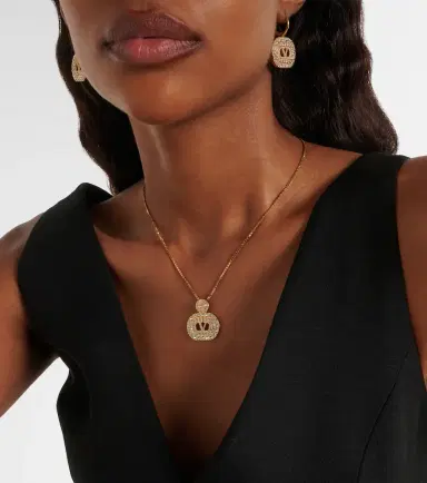 Valentino VLogo Swarovski-embellished pendant necklace | Thumbnail 5 Valentino VLogo Swarovski-embellished pendant necklace | Thumbnail 5