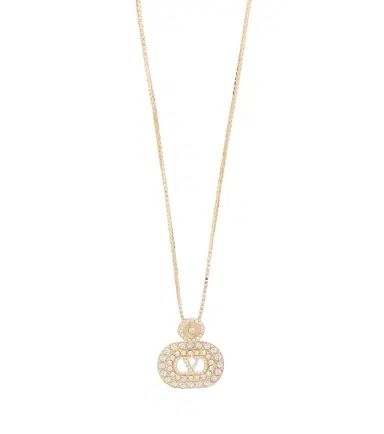 Valentino VLogo Swarovski-embellished pendant necklace | Thumbnail 1 Valentino VLogo Swarovski-embellished pendant necklace | Thumbnail 1