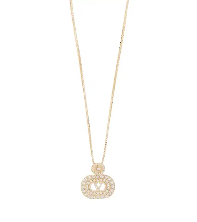 Valentino VLogo Swarovski-embellished pendant necklace