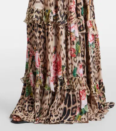 Roberto Cavalli Printed ruffled maxi skirt | Thumbnail 3