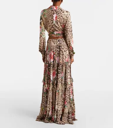 Roberto Cavalli Printed ruffled maxi skirt | Thumbnail 5