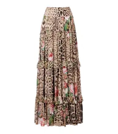Roberto Cavalli Printed ruffled maxi skirt | Thumbnail 1