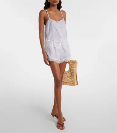 Frame Stripe Lace silk shorts | Thumbnail 4