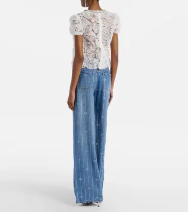 Self-Portrait Striped wide-leg jeans | Thumbnail 3
