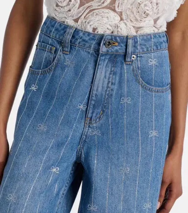Self-Portrait Striped wide-leg jeans | Thumbnail 4
