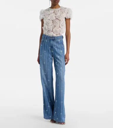 Self-Portrait Striped wide-leg jeans | Thumbnail 5