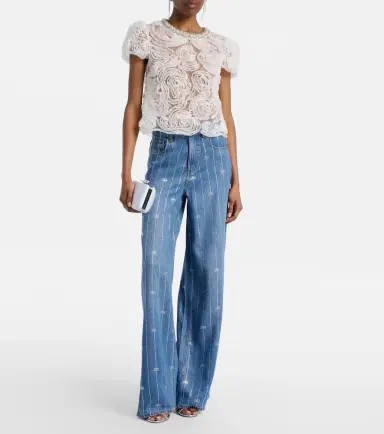 Self-Portrait Striped wide-leg jeans | Thumbnail 7