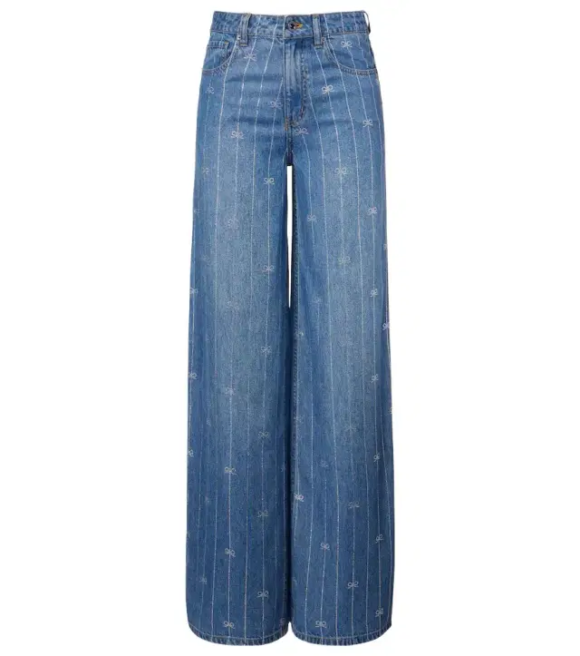 Striped wide-leg jeans