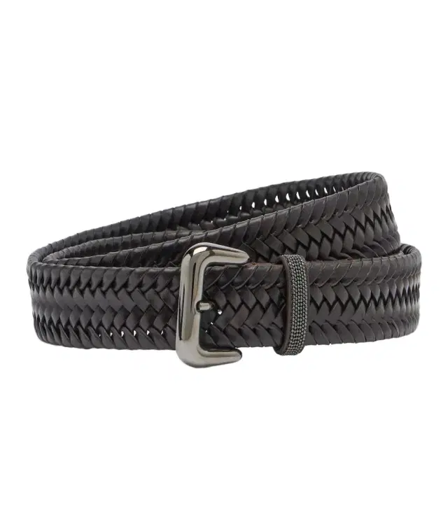 Monili braided leather belt