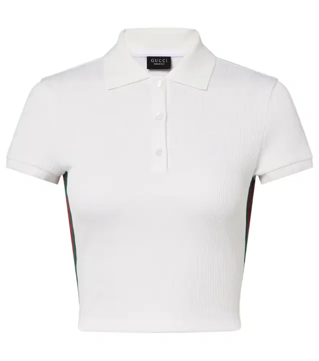 Web Stripe ribbed-knit cropped polo shirt