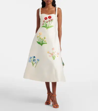Leo Lin Beatrice embellished wool and silk midi dress | Thumbnail 2