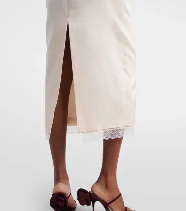 Magda Butrym Lace-trimmed cotton and silk midi dress | Thumbnail 3 Magda Butrym Lace-trimmed cotton and silk midi dress | Thumbnail 3