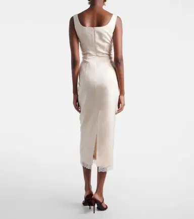 Magda Butrym Lace-trimmed cotton and silk midi dress | Thumbnail 4 Magda Butrym Lace-trimmed cotton and silk midi dress | Thumbnail 4