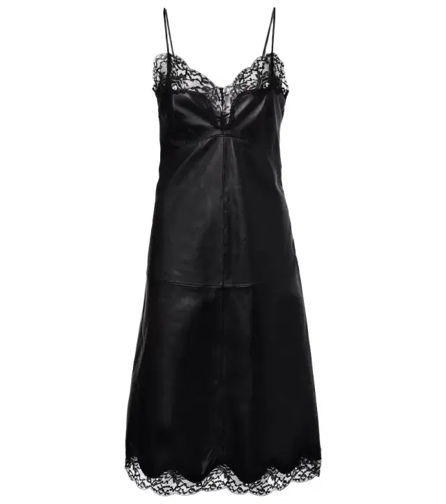 Magda Butrym Lace-trimmed leather midi dress