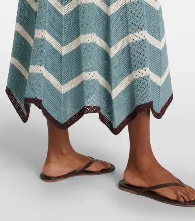 La DoubleJ Chevron crochet cotton midi skirt | Thumbnail 2