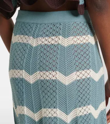 La DoubleJ Chevron crochet cotton midi skirt | Thumbnail 3