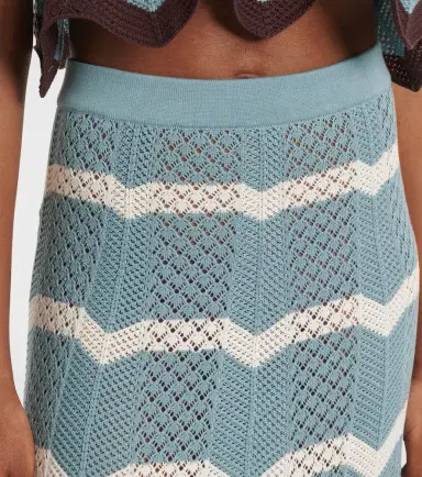 La DoubleJ Chevron crochet cotton midi skirt | Thumbnail 4