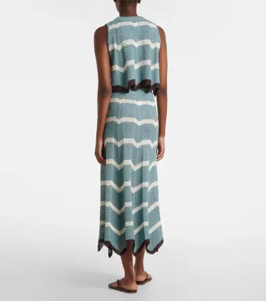 La DoubleJ Chevron crochet cotton midi skirt | Thumbnail 5