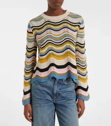 La DoubleJ Chevron crochet cotton sweater | Thumbnail 2