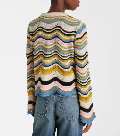 La DoubleJ Chevron crochet cotton sweater | Thumbnail 4