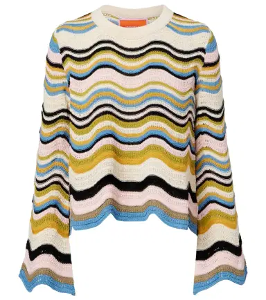 La DoubleJ Chevron crochet cotton sweater | Thumbnail 1