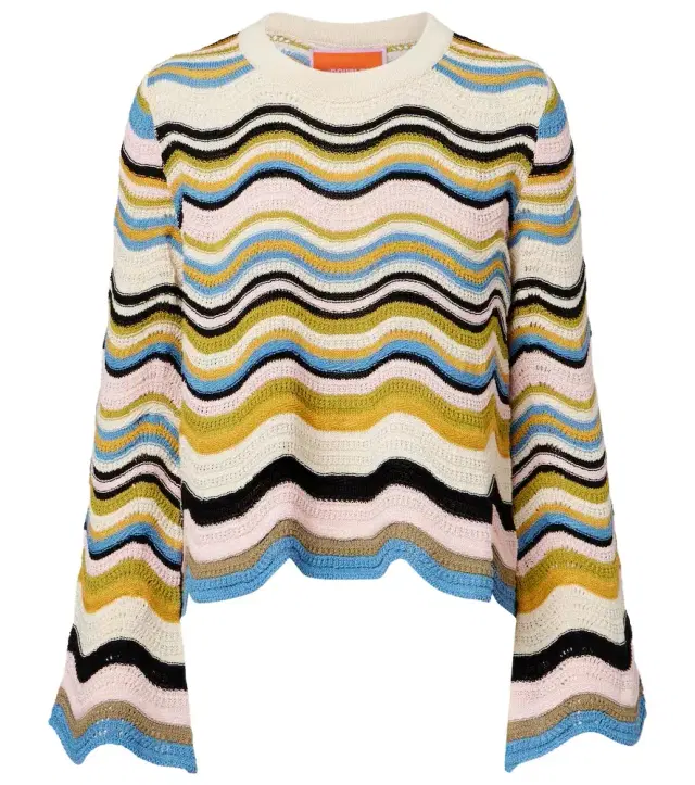 La DoubleJ Chevron crochet cotton sweater