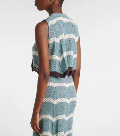La DoubleJ Chevron crochet cotton crop top | Thumbnail 2