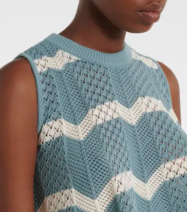 La DoubleJ Chevron crochet cotton crop top | Thumbnail 3