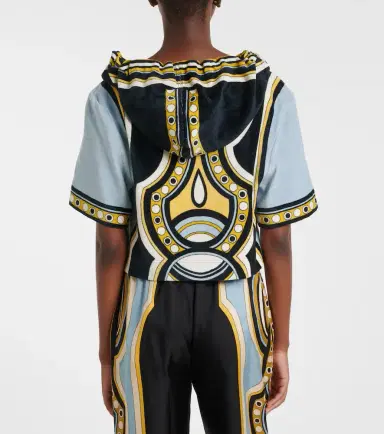 La DoubleJ Portal printed hooded cotton terry top | Thumbnail 3