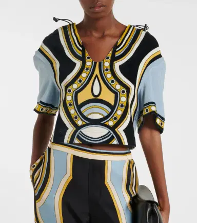 La DoubleJ Portal printed hooded cotton terry top | Thumbnail 4