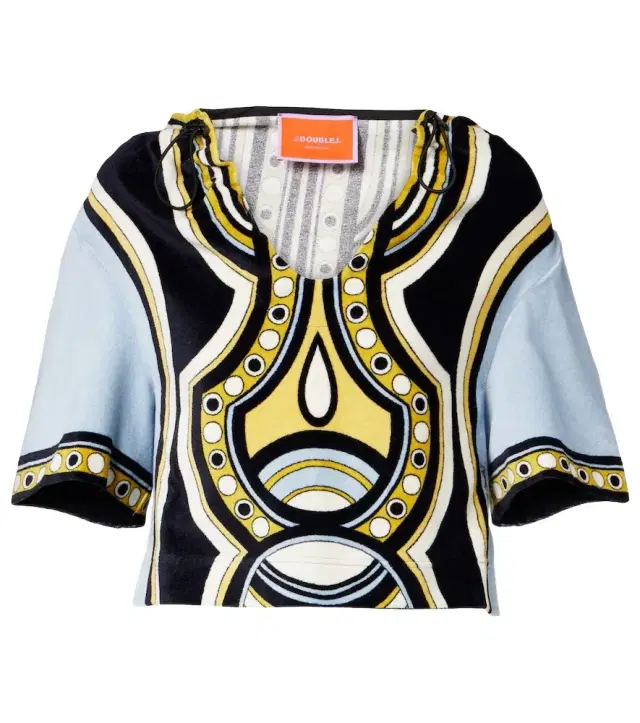 La DoubleJ Portal printed hooded cotton terry top