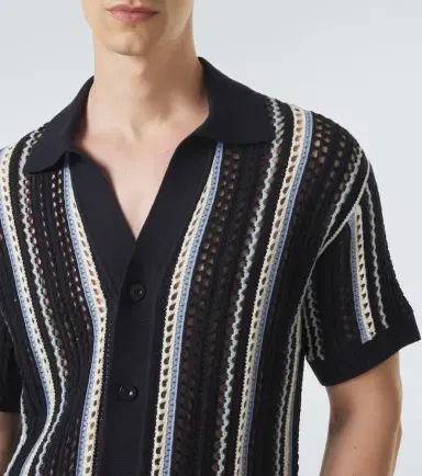Frescobol Carioca Pinto crochet striped cotton shirt | Thumbnail 2 Frescobol Carioca Pinto crochet striped cotton shirt | Thumbnail 2