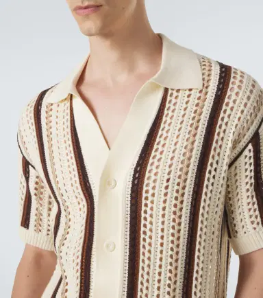 Frescobol Carioca Pinto crochet striped cotton shirt | Thumbnail 3