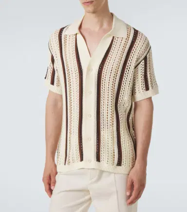 Frescobol Carioca Pinto crochet striped cotton shirt | Thumbnail 4