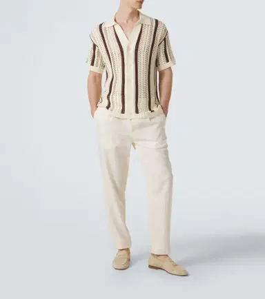 Frescobol Carioca Pinto crochet striped cotton shirt | Thumbnail 5