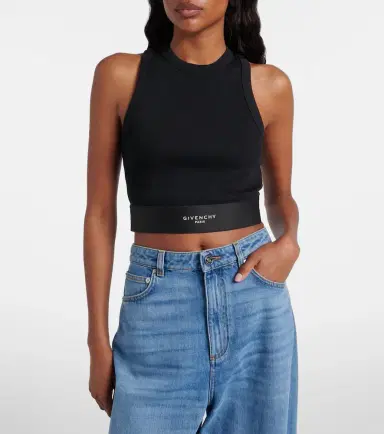 Givenchy Logo ribbed-knit cropped cotton tank top | Thumbnail 4